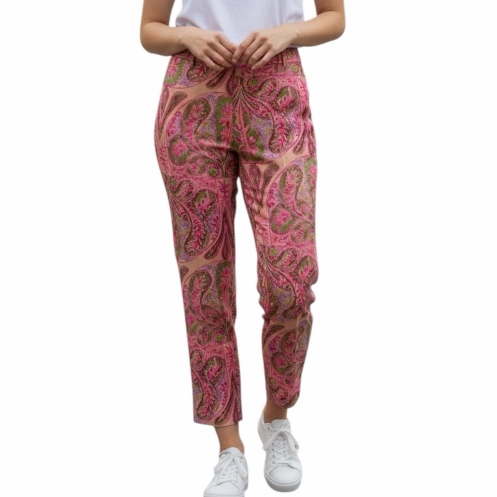 Ralph Lauren Black Label Paisley Print Silk Trousers